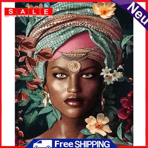 DIY Paint By Number Kit African Women Acrylic Paint Household Decor Art Craft
