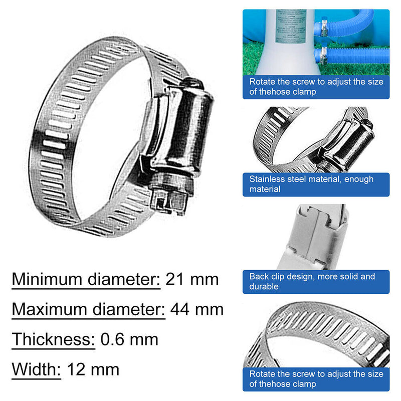 #A Swimming Pool Replacement Hose Clamps Kit Telescopic Leak-Proof Hoses Filter
