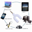 3.5mm Extension Earphone Audio Splitter 1 Male to 2 Female Adapter (White)
