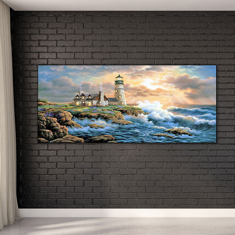 Lighthouse Oil Paint By Numbers Kits Canvas Picture Wall Art DIY Craft Colo
