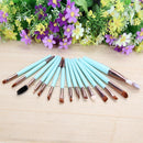 15pcs Eyeshadow Makup Brushes Tool Eye Powder Brush Set?Green Coffee?