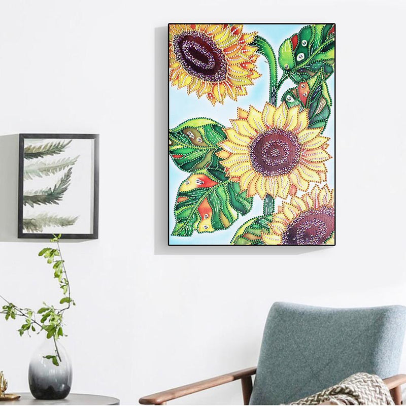 5D DIY Special Shaped Diamond Painting Cross Stitch Kit (D1022 Sunflower)