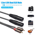 1.5m/4.9ft Dual XLR Male to Dual RCA Male Audio Microphone Cable Adapter Wire