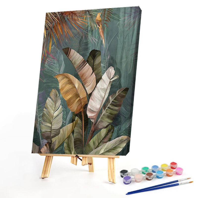 Forest Plantain Leaves Oil Paint By Number Kit DIY Home Decoration Gift Wal