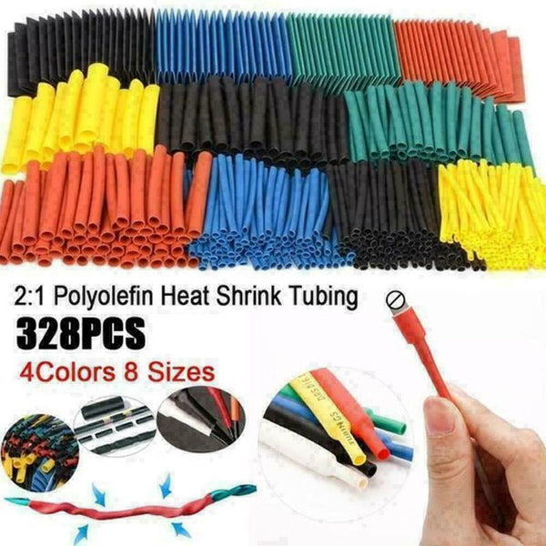 328PCS 2:1 Polyolefin Heat Shrink Tubing Tube Sleeve Y2D6 I6T1 H5N6 Wire Q9E2