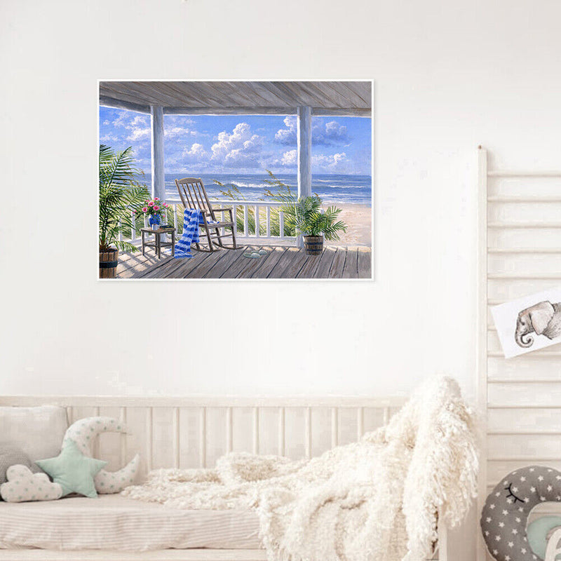 Oil Painting By Numbers Acrylic Handmade Afternoon by Sea Digital Picture Decor