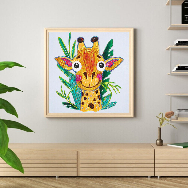Partial Special Diamond Painting Cartoon Giraffe Head Rhinestone Mosaic Picture