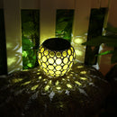 Solar LED Hollow Hanging Ball Light Outdoor Waterproof Garden Lamp (Yellow)