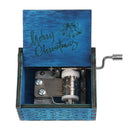 Retro Wooden Merry Christmas Music Box Storage Box Ornament Gift (Blue)