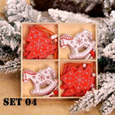 12Pcs Christmas Snowflakes Wooden Pendants Xmas Tree Hanging Ornament Decoration