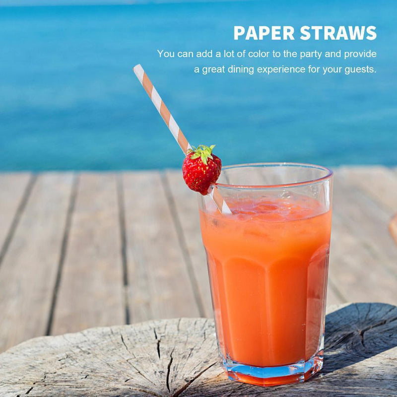 200-Pack Paper Drinking Straws Biodegradable Eco Friendly Party Supplies