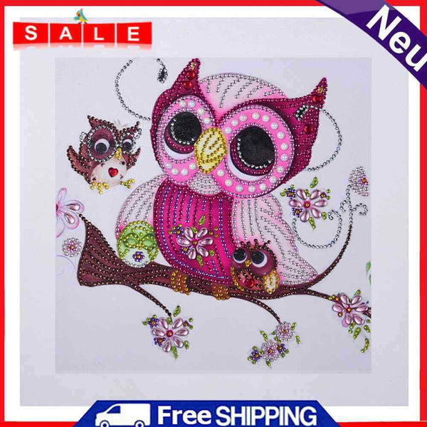 5D DIY Special Shaped Diamond Painting Pink Bird Cross Stitch Embroidery