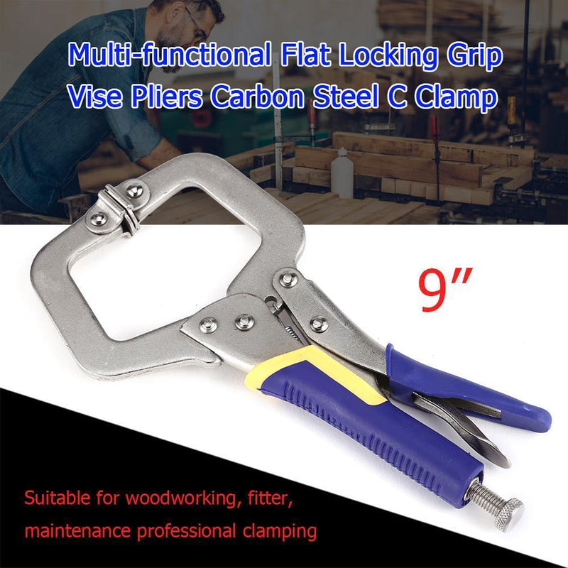 Multi-functional Flat Locking Grip Vise ?Pliers Carbon Steel C Clamp (9in) Newly