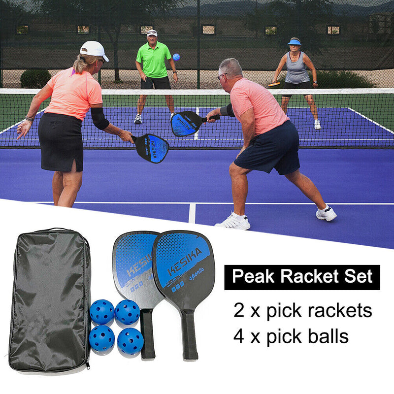 #A 2pcs Peak Paddles Rackets + 4 Balls Combination Kits Non-slip Handle Racquet