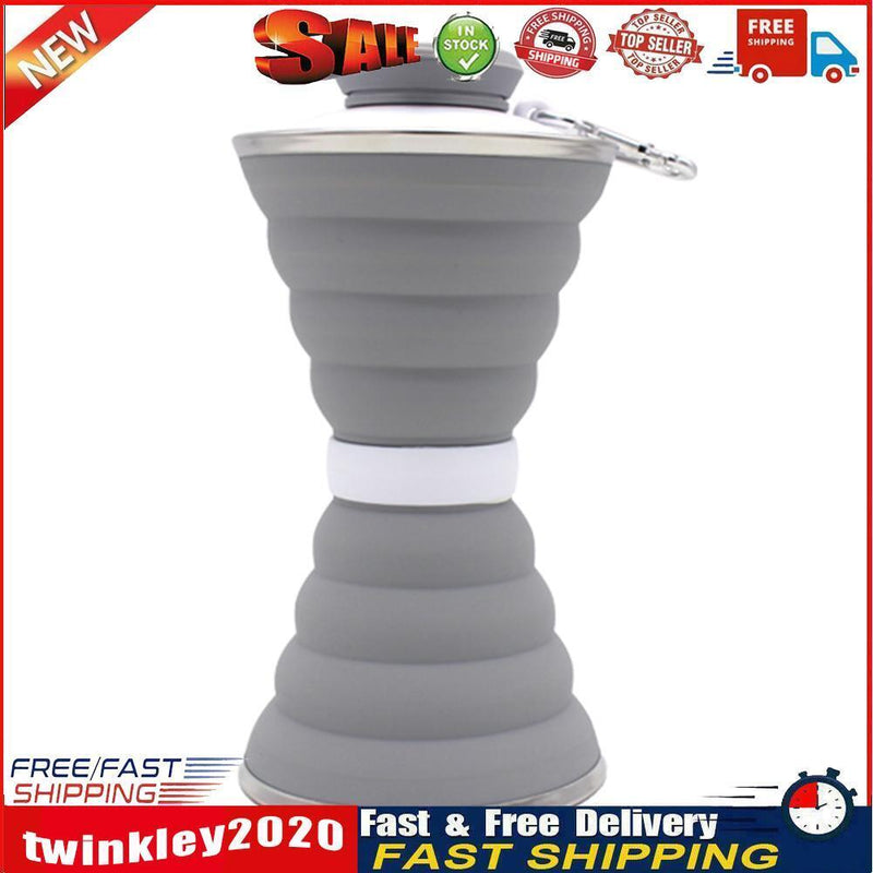 Sports 500mL Collapsible Soft Kettle Outdoor Silicone Water Bottle (Grey) Newly