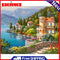 Hand Painted Oil Paint by Numbers DIY Downtown Scene Drawing Wall Decoration Kit