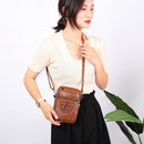 Women Soft Leather Messenger Bag Multi-layer Shoulder Zipper Small Phone Pouch