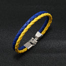 Fashion Ukraine Bracelets Braided Woven Leather Blue Yellow Ukrainian Wristband