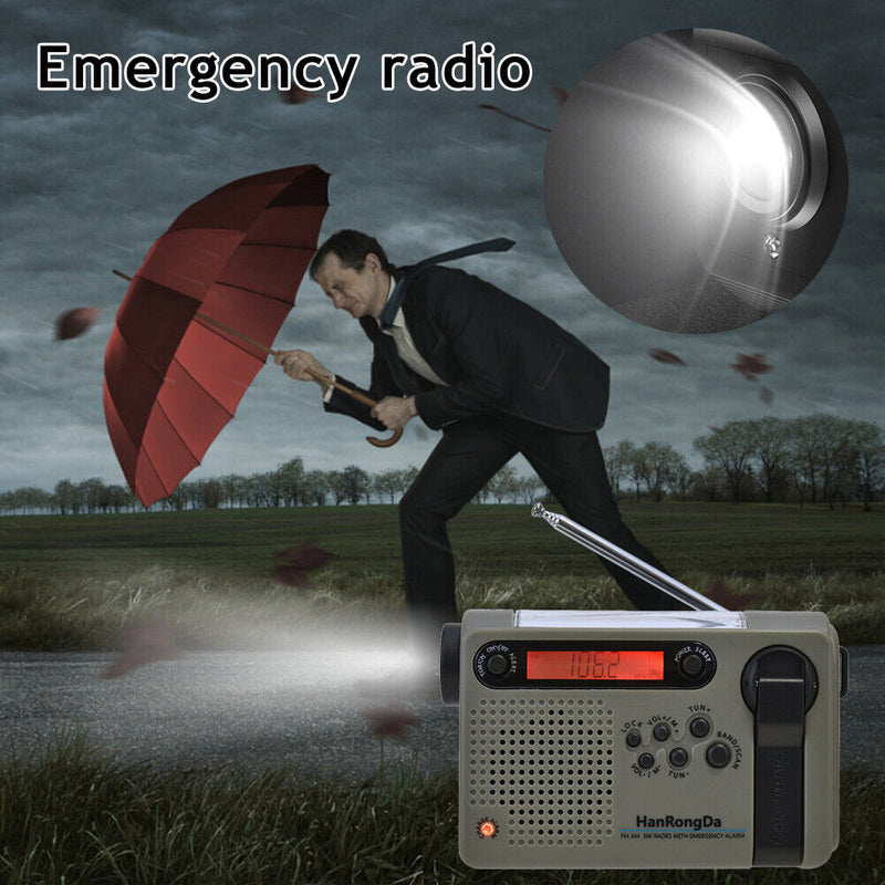 Full Band Solar Powered AM/FM/SW Radio Emergency LED Flashlight Power Bank Newly