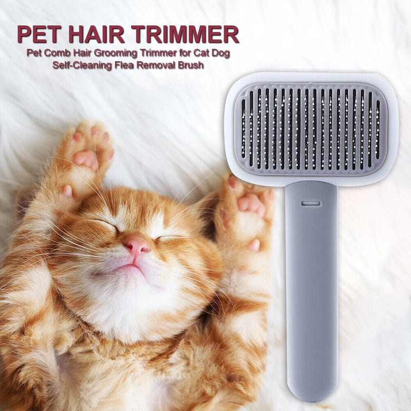Pet Dog Cat Brush Needle Comb Hair Shedding Grooming Hair Remover (Grey)