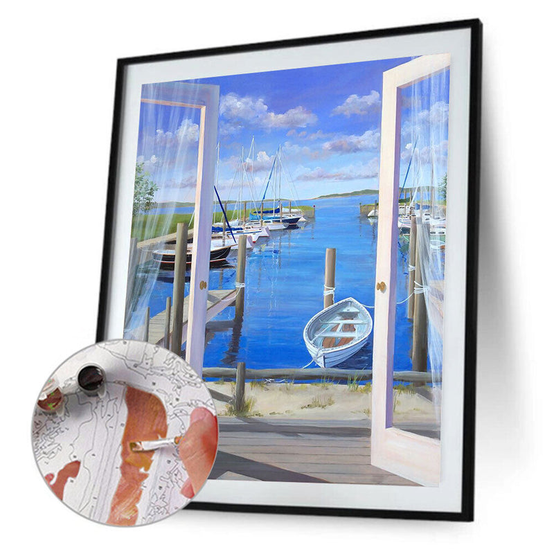 #A Paint By Numbers for Kid Beginner Outside Door Seascape Home Decor Painting