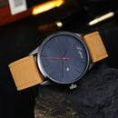 Sport Fashion Leather Date Calendar Bussiness Casual Watch (Brown+Black)