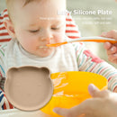 Children Dishes Baby Silicone Sucker Feeding Bowl Kid Dining Plate (Coffee)