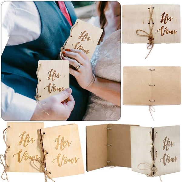 Wood Photography Props Marriage Vows Booklets Wedding Decoration Her & His Vows