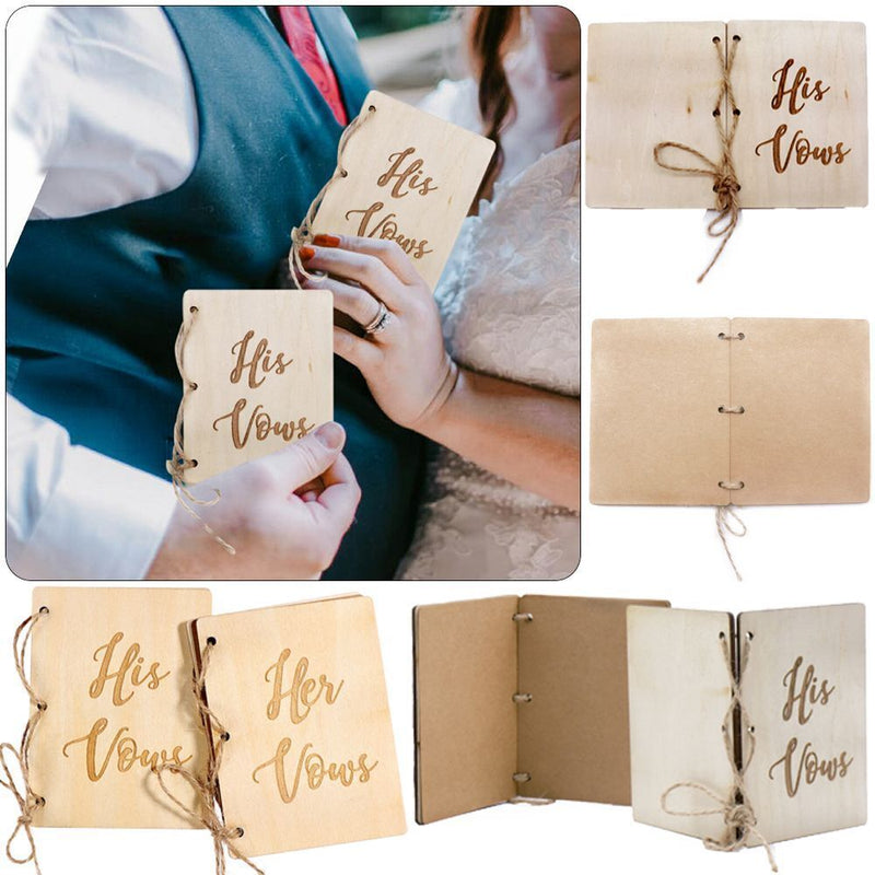 Wood Photography Props Marriage Vows Booklets Wedding Decoration Her & His Vows