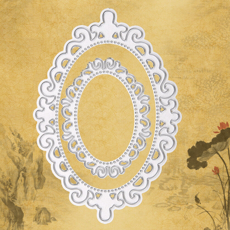 2PCS Lace Oval Clip Lifting Machining Dies Stencils for DIY Scrapbooki