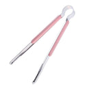 Cooking Kitchen Tongs BBQ Salad Bacon Steak Bread Clip Clamp (Pink)(22.5)