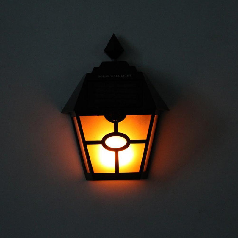 Retro Hex Solar LED Lawn Lamp Waterproof Dynamic Flames Courtyard Garden Light