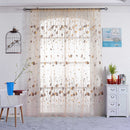 Breathing Floral Printed Window Screening Curtain Drape Home Decor(Coffee)