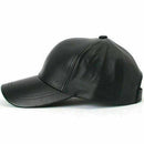 Black PU Flat Leather Sunshade Baseball Cap Trendy Hat Hop Men' Hip Korean W0N8