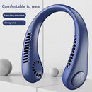 Mini Neck Fan USB Rechargeable Bladeless Fan Neck Air Conditioner (Blue)