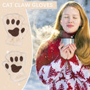 Cat Paw Gloves - Warm Furry Cat Gloves Cat Mittens Half Finger Bear Paw Glove