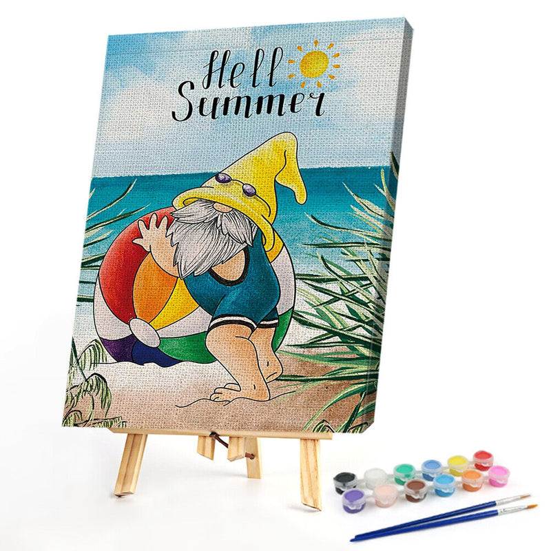 Frameless Painting By Numbers Summer Goblin DIY Handmade Drawing On Canvas Kit