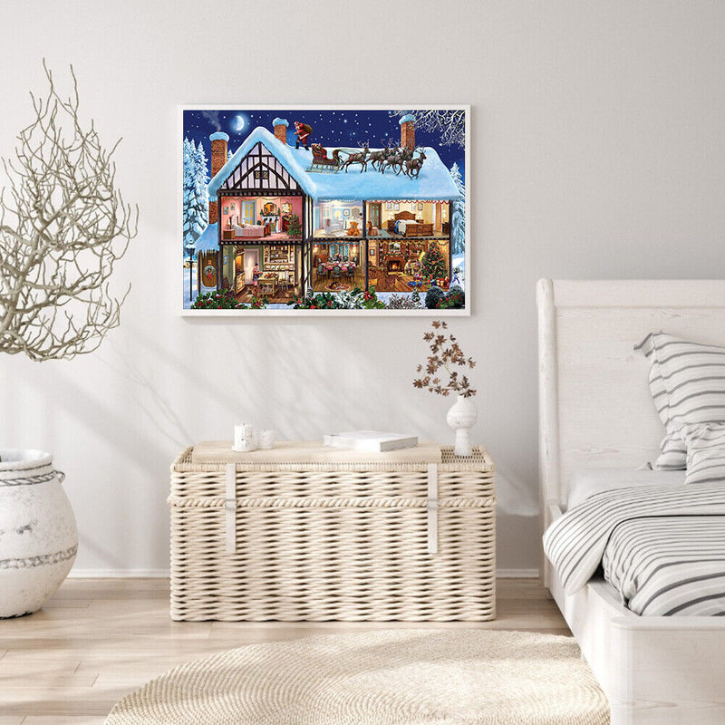 Full Cross Stitch Eco-cotton Thread 11CT Printed Snow House Still Life Craft Kit