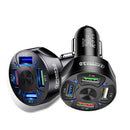 Adapter Universal Smart Phone Fast Charging 4-Port USB Car Charger LED Display