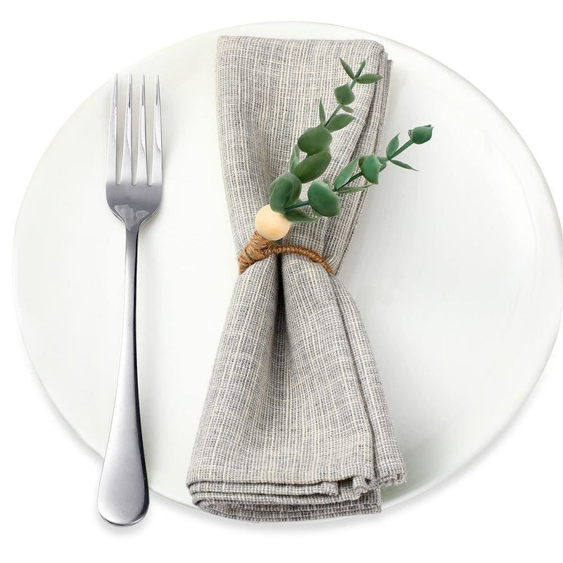 Eucalyptus Napkin Rings Handmade Wooden Beads Napkin Holders Faux Greenery