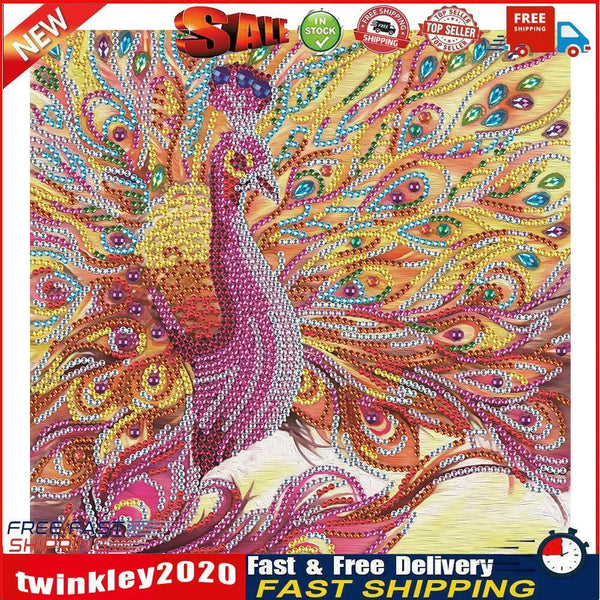 5D Diamond Painting Peacock Partial Special Shape Drill Wall DIY (UP270) Newly