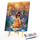 Girl and Wolf Oil Paint By Numbers Kits DIY Craft Coloring Drawing Home Dec