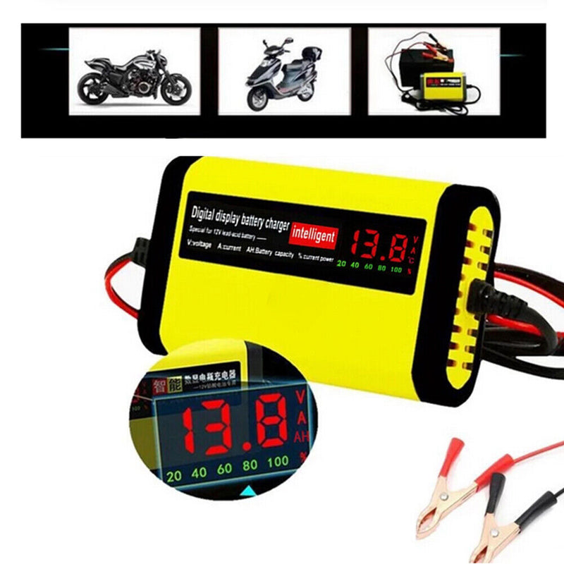 Motorcycle Battery Charger US/EU Plug for Automotive Truck Motorcycle