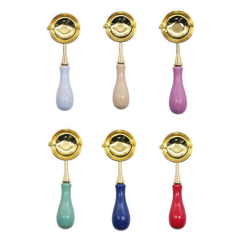 Sealing Wax Spoon Solid Wood Retro Wax Decorative Stamp Craft (Light Blue)