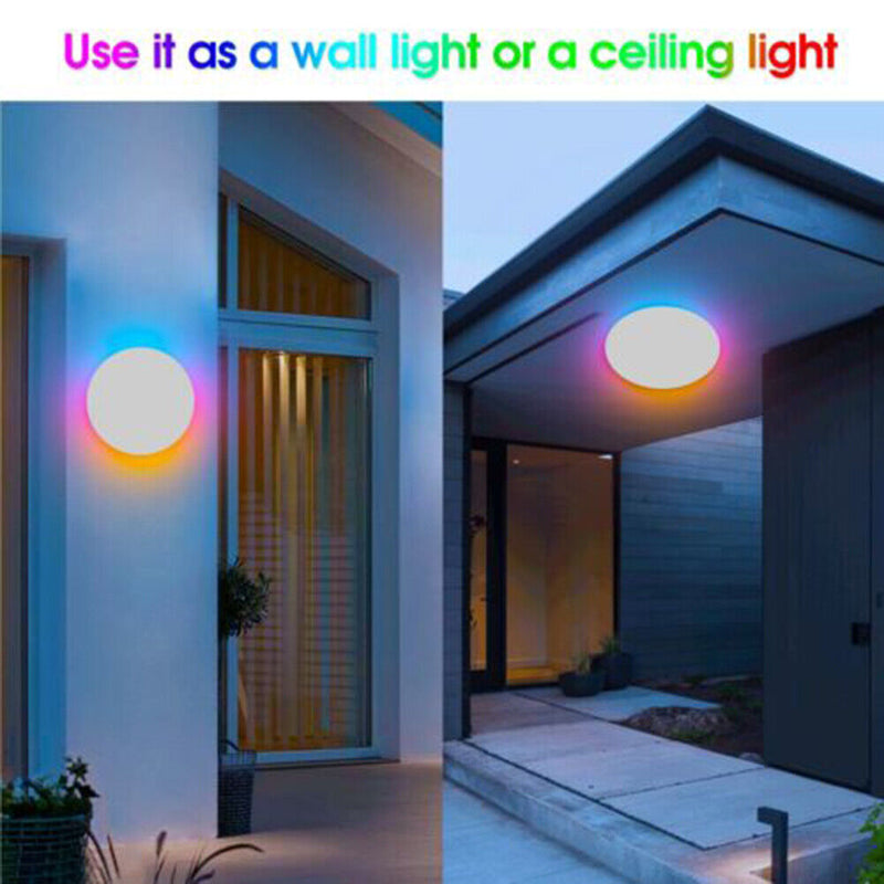 Modern Round LED Wall Lights RGB Remote Lamp Bedroom Decorations (White)