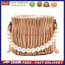 Beading Chain Small Straw Bucket Shoulder Bags Women Rattan Beach Mini Handbags