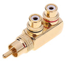 Gun Shape RCA 1 Male, 2 Female AV Audio Video Splitter Adapter Male