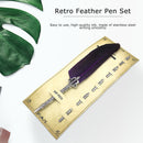 Calligraphy Feather Dip Pen+5 Nib Writing Ink Quill Fountain Pen (Purple) Newly