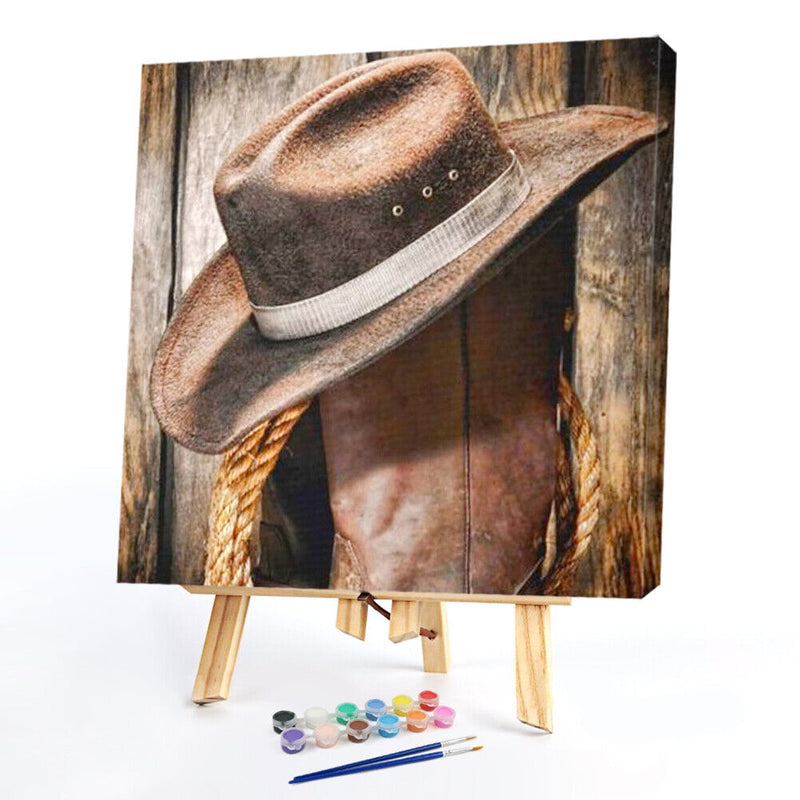 Hand Painted Oil Paint by Numbers DIY Boat Hat Drawing Wall Art Decoration Gift