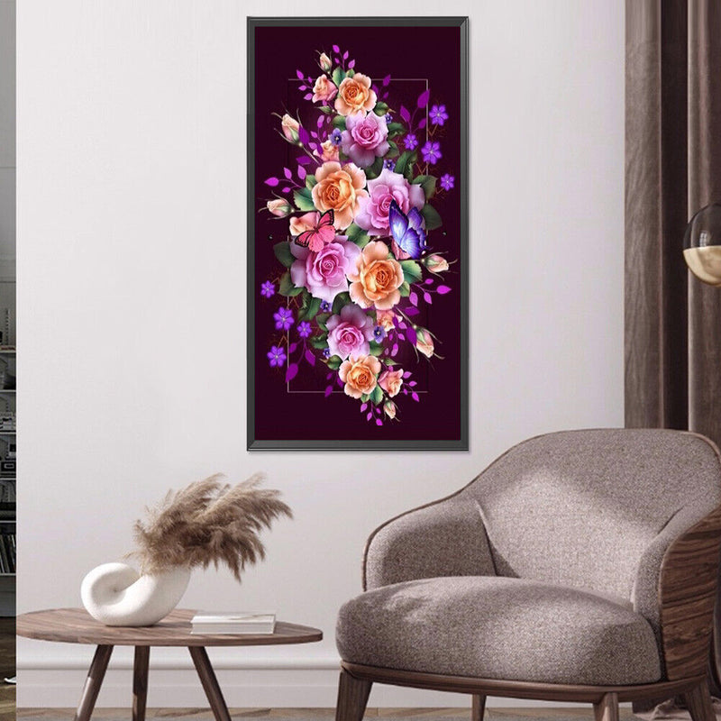 5D Diamond Painting Flower Butterfly Full Round Drill Rhinestone DIY Decoration